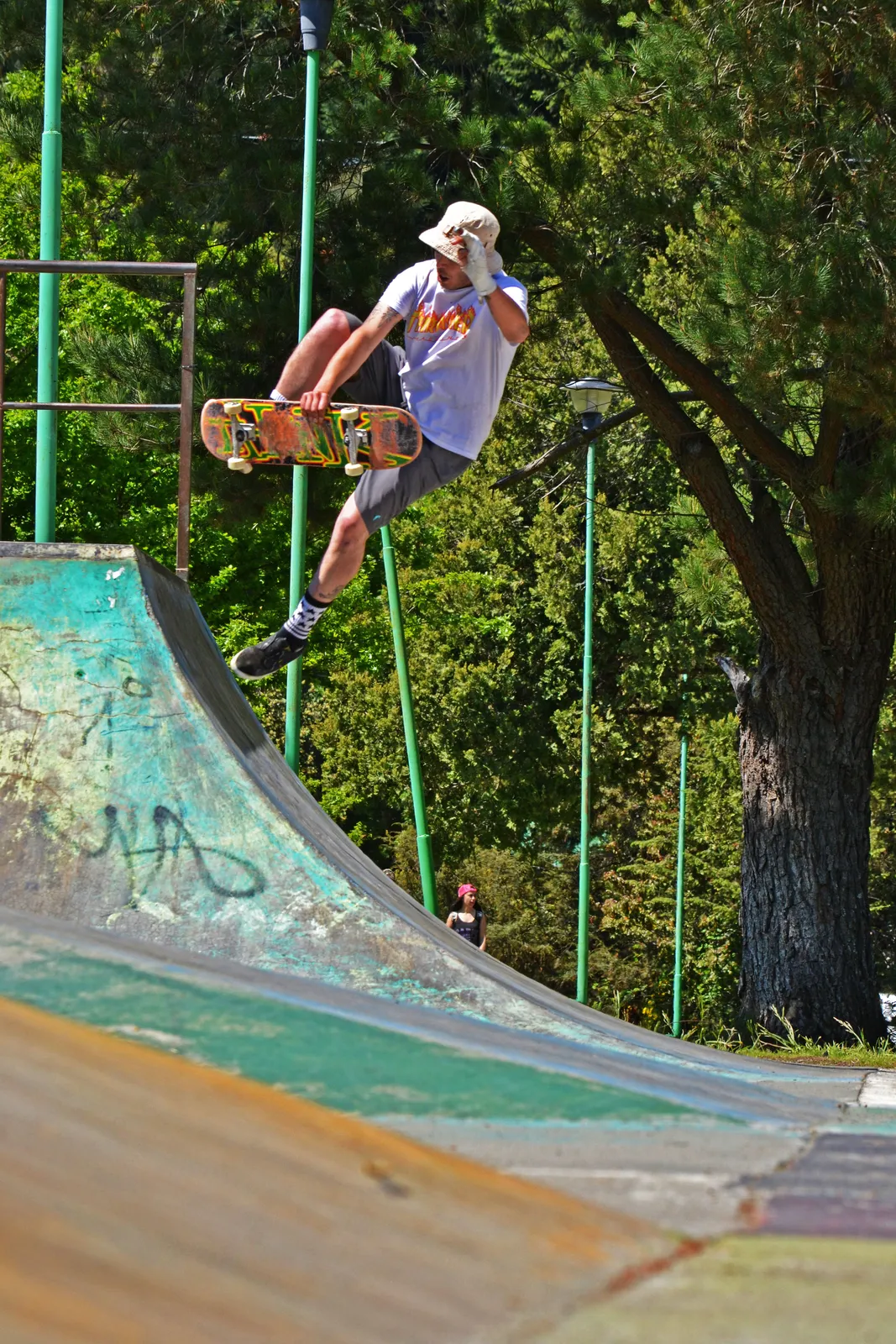Aéreo en el quarter entre los árboles